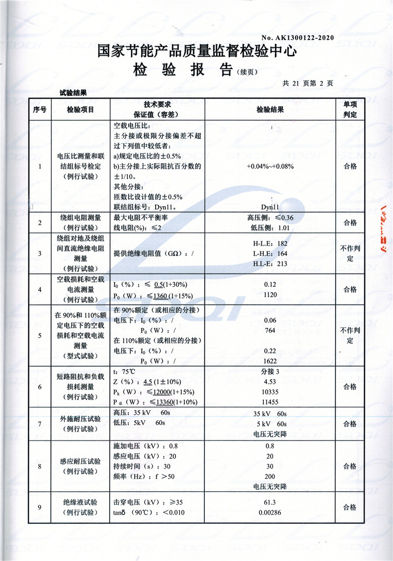 高低压试验报告-S11-1250运城运城运城油浸式变压器-2.jpg